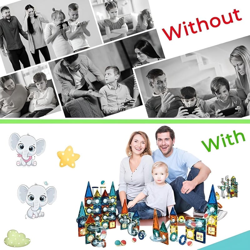 Magnetic Tiles Building Kit 73 Pcs Magnetic Tiles for Kids Toddlers Magnetic Toys Educational for Boys Girls Age 3+ Years Old Birthday Gifts - Image 2