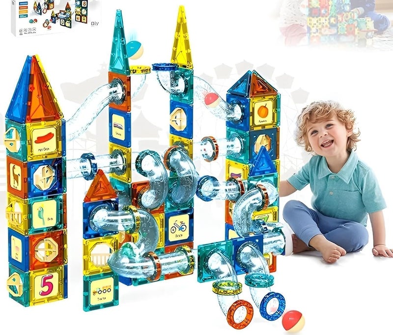 Magnetic Tiles Building Kit 73 Pcs Magnetic Tiles for Kids Toddlers Magnetic Toys Educational for Boys Girls Age 3+ Years Old Birthday Gifts - Image 1