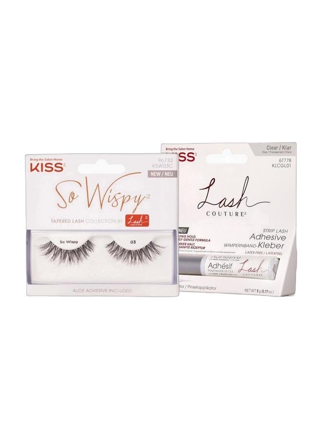 KISS So Wispy Tapered Lash Collection Black & Lash Couture Strip Lash Adhesive ClearBundle - Image 2