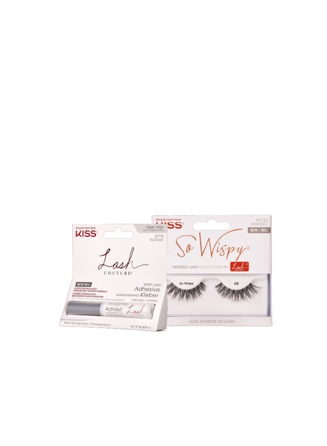 KISS So Wispy Tapered Lash Collection Black & Lash Couture Strip Lash Adhesive ClearBundle - Image 3