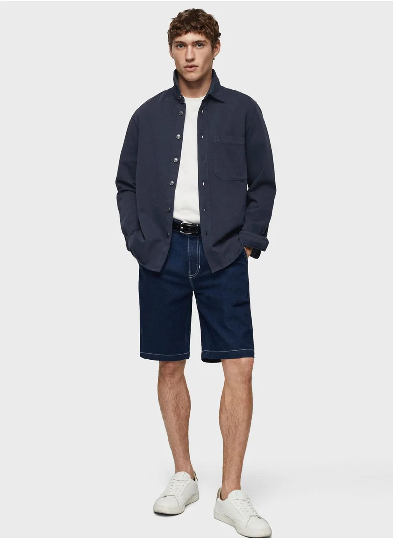 مانجو مان Pocket Detail Relaxed Fit Shirt