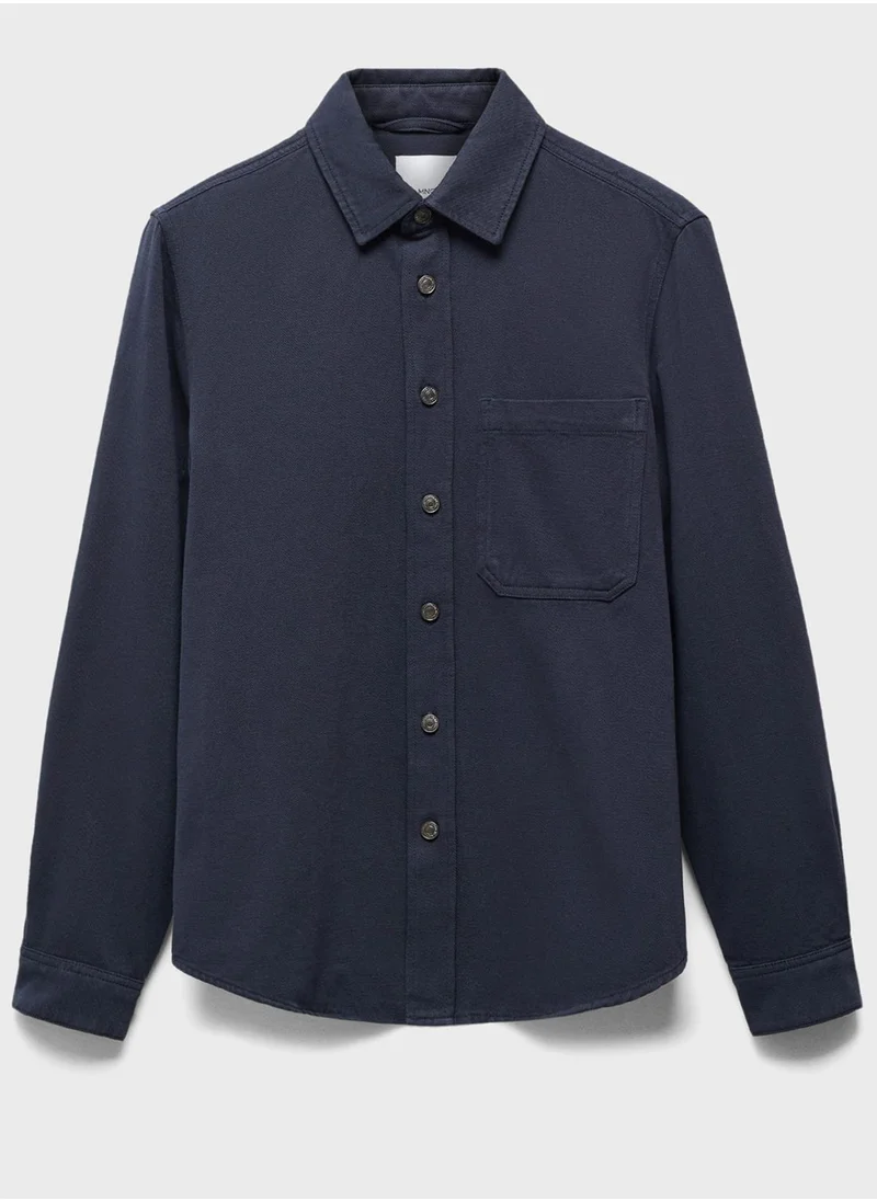 مانجو مان Pocket Detail Relaxed Fit Shirt