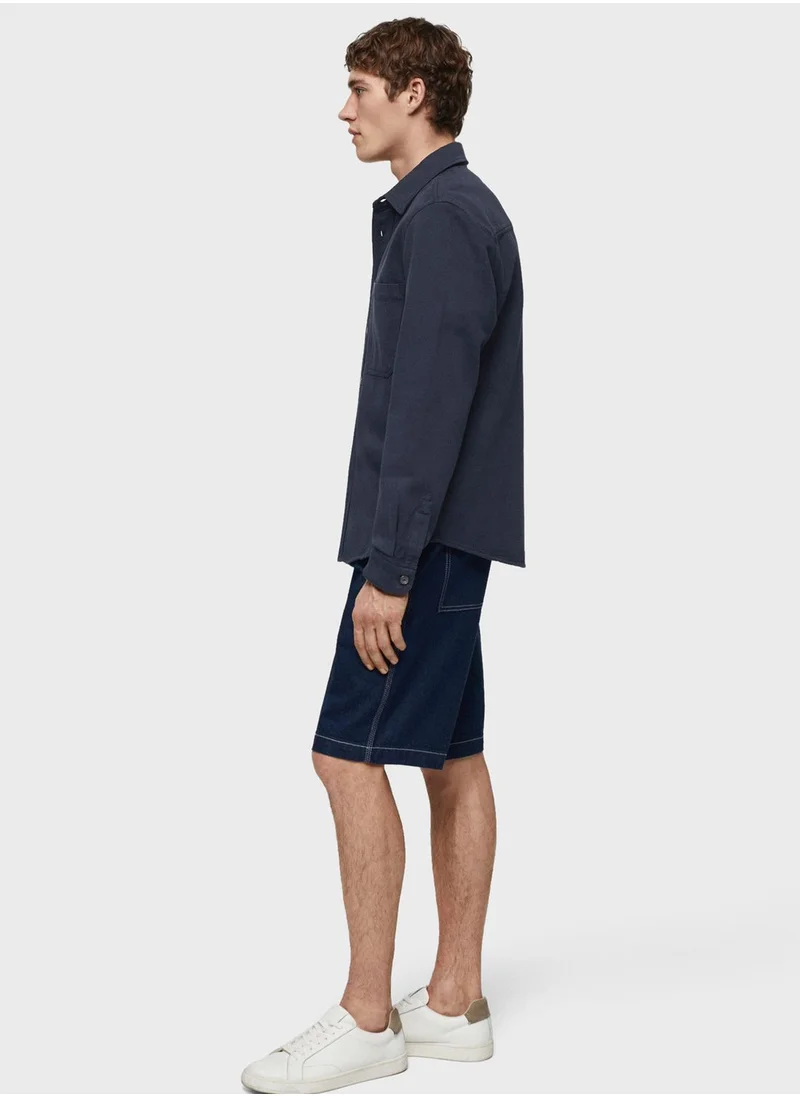 مانجو مان Pocket Detail Relaxed Fit Shirt
