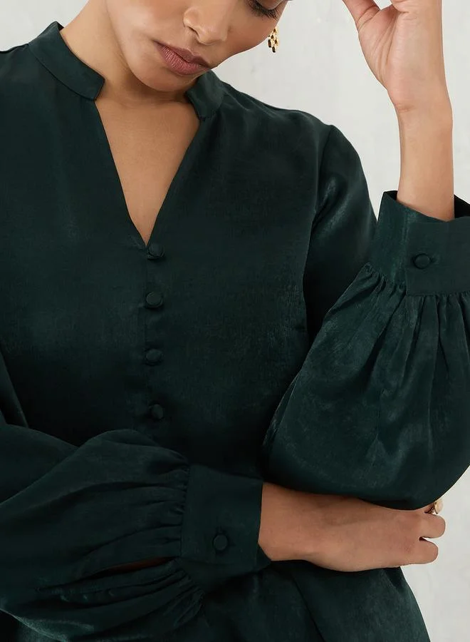 Femmella Femmella Solid Satin Layered Peplum Top