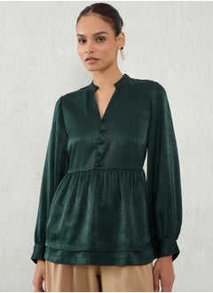 Femmella Solid Satin Layered Peplum Top by Styli  - Image 1