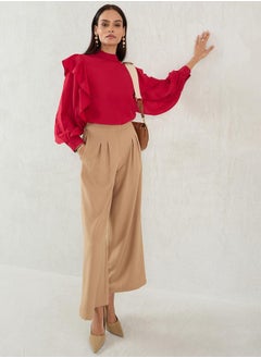 Femmella Solid Ruffled Detail High Neck Top by Styli  - Image 4