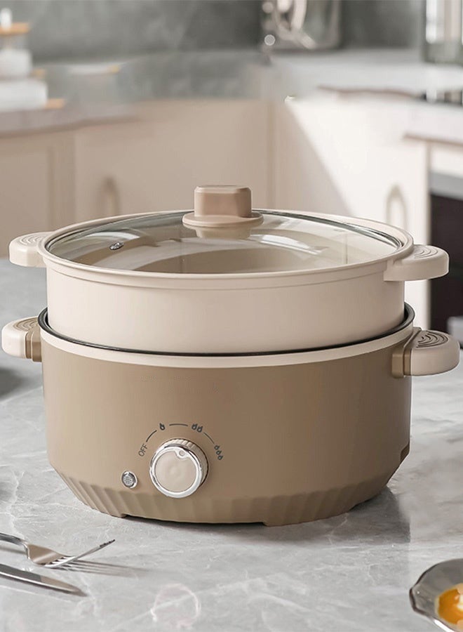 وعاء كهربائي ساخن سعة 3.5 لتر، طباخ كهربائي مزدوج الطبقات غير لاصق، 3 مستويات من النيران قابلة للتعديل، مقلاة كهربائية، مقلاة، شابو شابو، وعاء كهربائي للنودلز، البيض، ستيك، سوتيه، مكتب السكن الجامعي للعائلة - Image 1