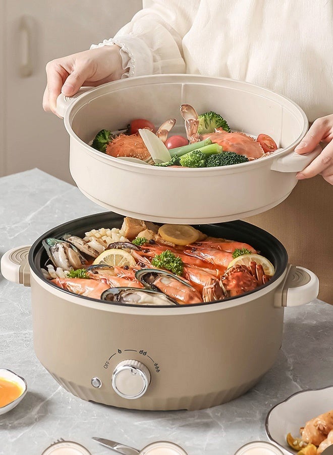 وعاء كهربائي ساخن سعة 3.5 لتر، طباخ كهربائي مزدوج الطبقات غير لاصق، 3 مستويات من النيران قابلة للتعديل، مقلاة كهربائية، مقلاة، شابو شابو، وعاء كهربائي للنودلز، البيض، ستيك، سوتيه، مكتب السكن الجامعي للعائلة - Image 3