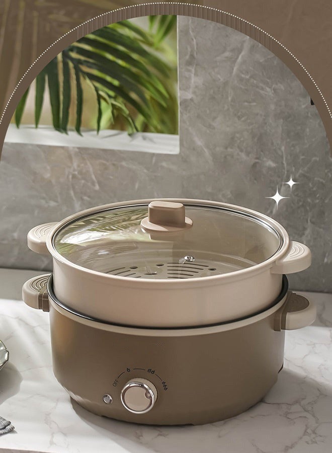 وعاء كهربائي ساخن سعة 3.5 لتر، طباخ كهربائي مزدوج الطبقات غير لاصق، 3 مستويات من النيران قابلة للتعديل، مقلاة كهربائية، مقلاة، شابو شابو، وعاء كهربائي للنودلز، البيض، ستيك، سوتيه، مكتب السكن الجامعي للعائلة - Image 4