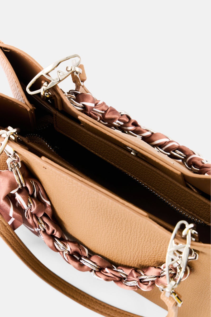 SISLEY Women Brand Logo Shoulder Bag, Brown - Image 3