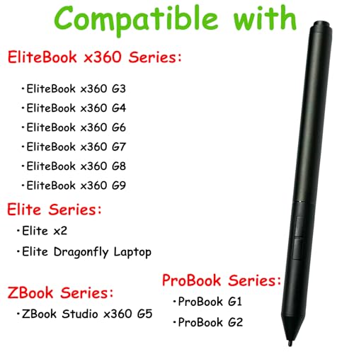 CaoXiong Active Pen G3 Compatible with HP Active Pen G3 EliteBook x360 G3G4G6G7G8G9Elite x2 ZBook Studio x360 G5ProBook G1G2 Elite Dragonfly Laptop for HP T4Z24AA 1FH00AA 4KL69AABlack - Image 3