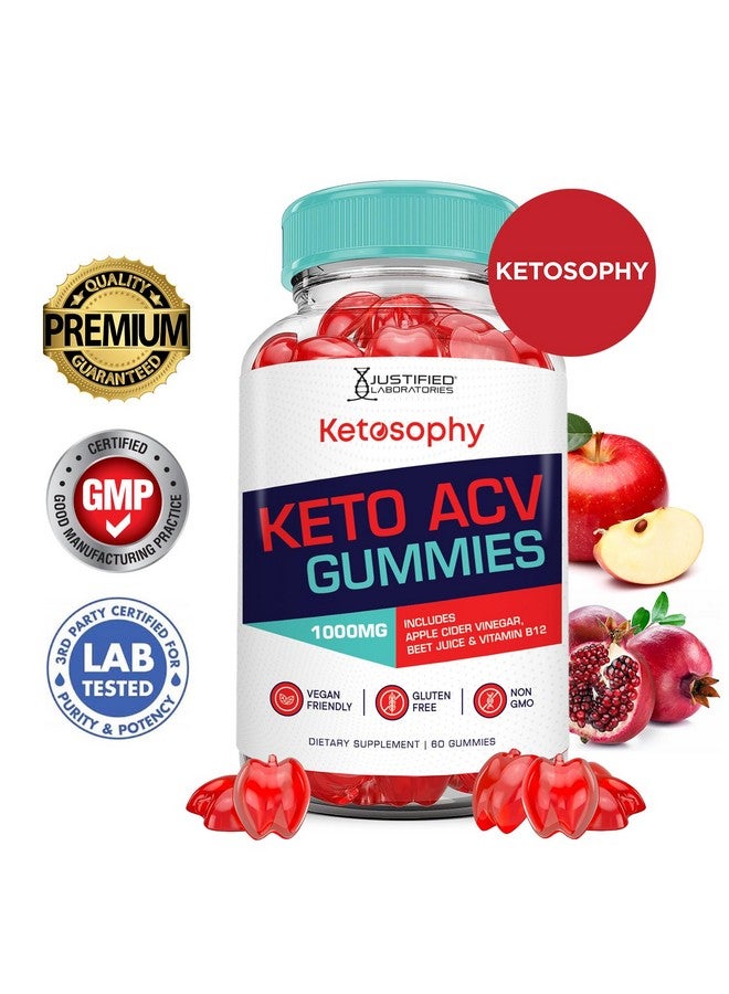 Justified Laboratories (2 Pack) Ketosophy Keto ACV Gummies Advanced Formula 1000MG Ketosophy Keto Gummies Apple Cider Vinegar Formulated with Pomegranate Beet Juice Powder B12 Vegan Non GMO 120 Gummys - Image 2