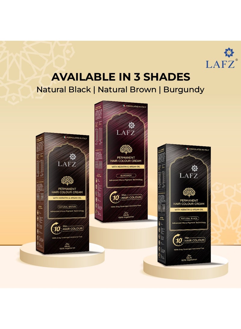 LAFZ Natural Brown 10-Min Halal Hair Color (Pack of 2) 100% Grey Coverage | No Ammonia | Water Permeable | Enriched with Argan Oil & Coffee - Image 2