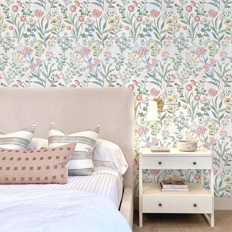 Lativo Modern Floral Peel and Stick Wallpaper 78.7inL17.3inW Boho Flower Botanical Self Adhesive Remoavble Wallpaper for Bedroom Bathroom Waterproof Nursery Kids Green Leaf Contact Paper for Cabinets - Image 5