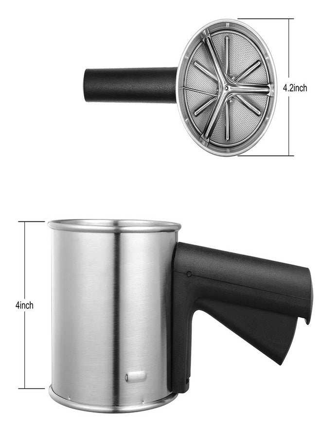 Etens 3 Cup Flour Sifter for Baking, Handheld Strainer Sifter Stainless Steel, Hand Crank Squeeze Sieve for Baking w/Comfortable Handle for Flour Powdered Sugar Cake - Baker Supplies - Image 4