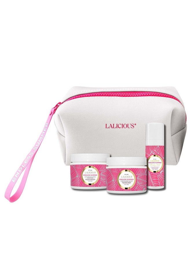 LALICIOUS Endless Summer Travel Body Care Set Includes Gentle Body Exfoliator & Sugar Scrub + Hydrating Whipped Body Butter + Moisturizing Body Oil Glowing Skin Essentials Body Care Kit - Image 1