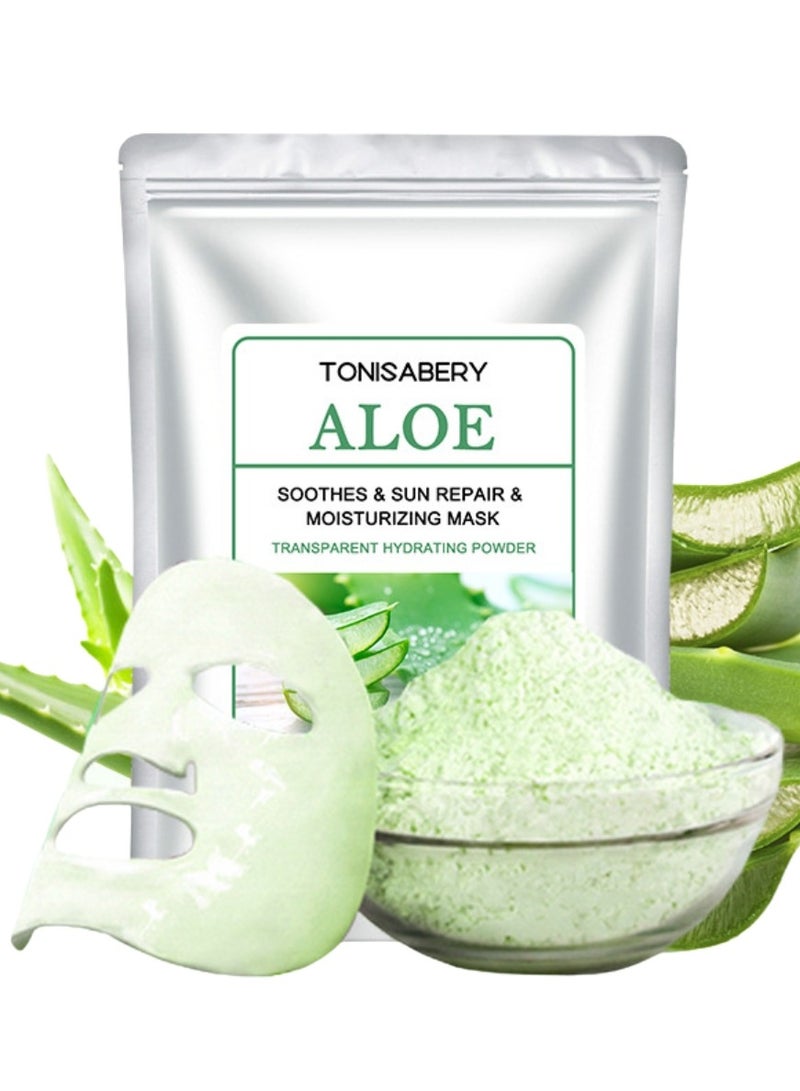 TONISABERY مسحوق قناع الوجه من الصبار القابل للإزالة يهدئ أضرار الشمس ويصلح ويرطب البشرة قناع مرطب شفاف مغذي للوجه للرجال والنساء 20 جرام - Image 1