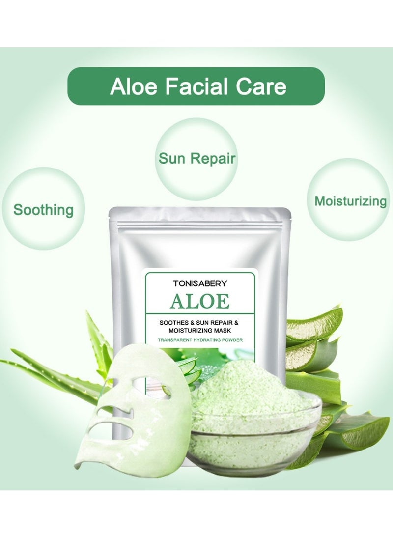 TONISABERY مسحوق قناع الوجه من الصبار القابل للإزالة يهدئ أضرار الشمس ويصلح ويرطب البشرة قناع مرطب شفاف مغذي للوجه للرجال والنساء 20 جرام - Image 2