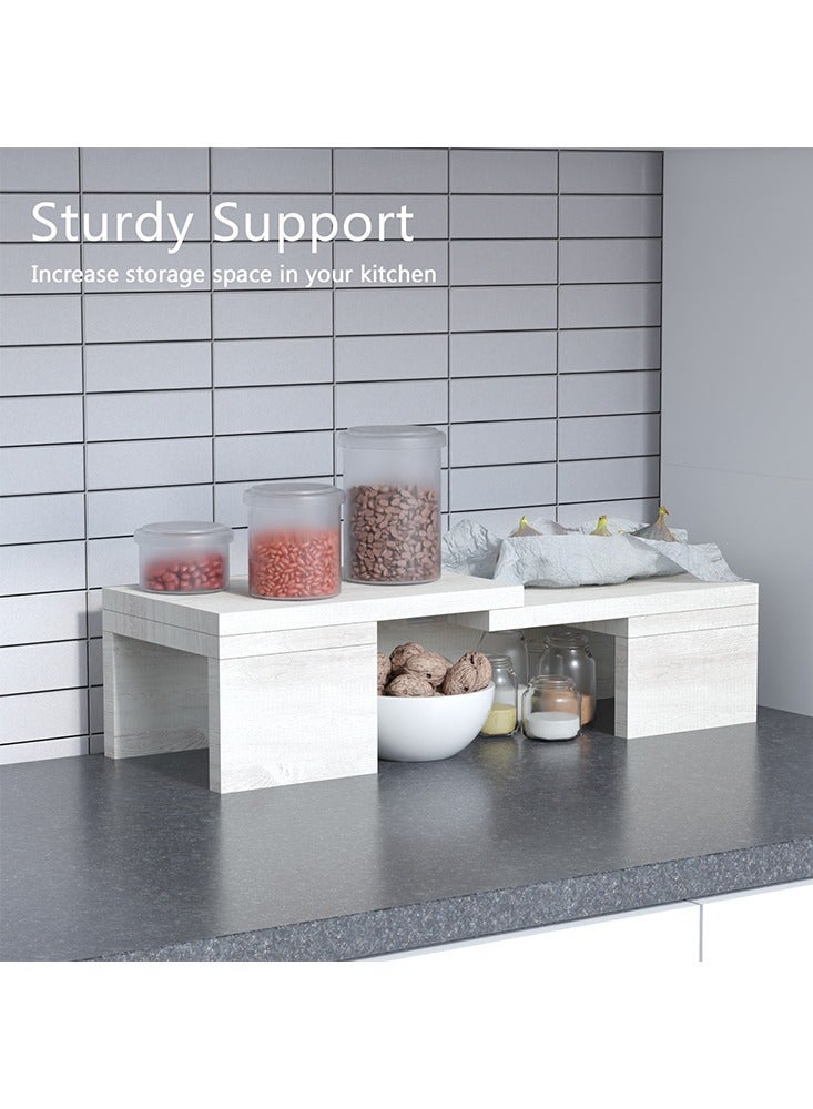 Mahmayi Wooden Storage Rack Kitchen Shelf Organiser, Spice Racks, Cupboard shelf for Home and Kitchen Storage - Cascina Pine - Image 3