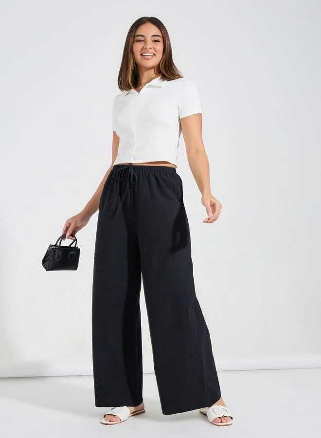Take Two Take Two Solid Wide Leg Pants with Drawstring