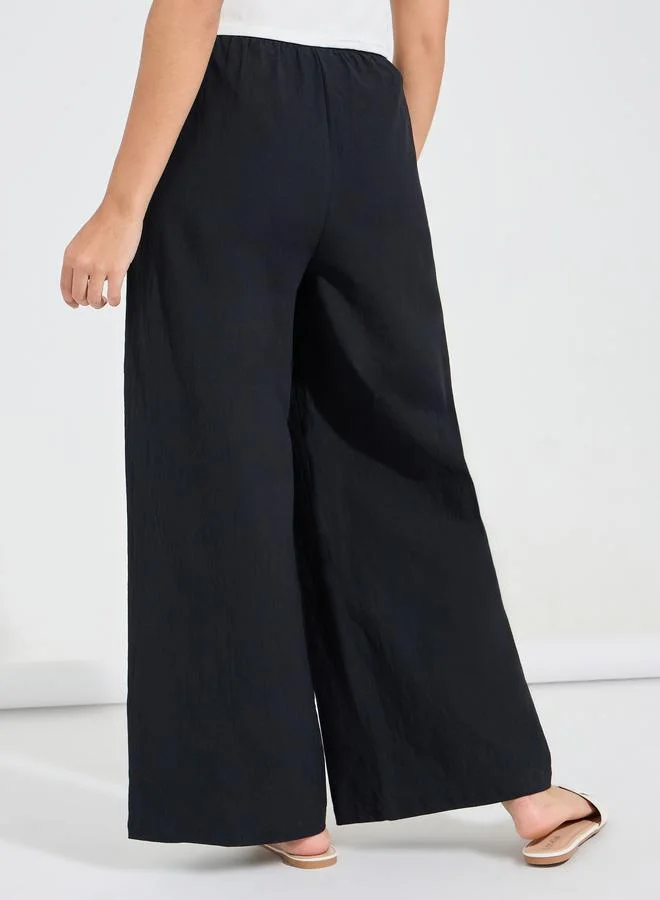 Take Two Take Two Solid Wide Leg Pants with Drawstring