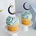 Agkvw 12pcs Moon and Star Cupcake Toppers Over the Moon Cupcake Toppers Twinkle Twinkle Little Star CupcakeToppers Outer Space Theme Party Decorations - Image 2