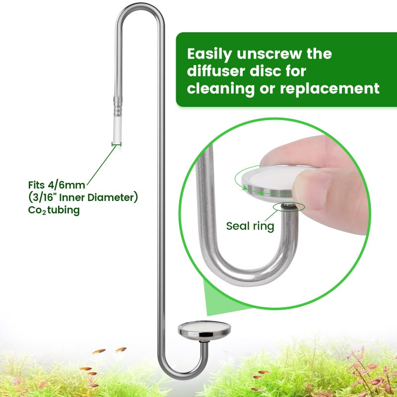 Hygger CO2 Stainless Steel CO2 Diffuser Atomizer Used for Aquarium Plants,Water Grass Tank,Fine and Uniform Bubbles, Durable and Not Easy to Rust (S(25cm)) - Image 3