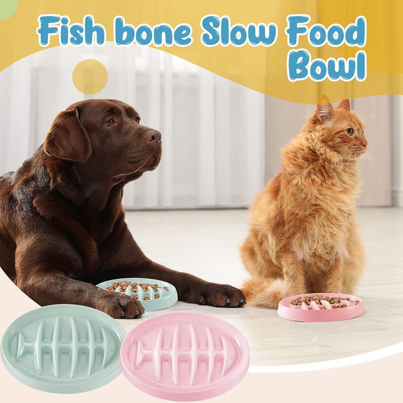 Maitys 2 Pack Cat Slow Feeder Bowl Slow Feed Cat Dish Fishbone Cat Slow Feeder Small Interactive Dog Feeder Dish Anti Gulping Pet Bowl for Cat and Dog Slow Eating to Against Bloat (Pink, Green) - Image 5