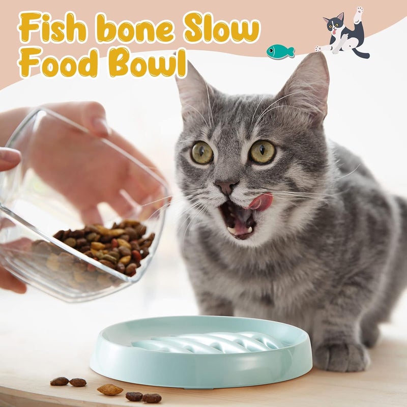 Maitys 2 Pack Cat Slow Feeder Bowl Slow Feed Cat Dish Fishbone Cat Slow Feeder Small Interactive Dog Feeder Dish Anti Gulping Pet Bowl for Cat and Dog Slow Eating to Against Bloat (Pink, Green) - Image 4