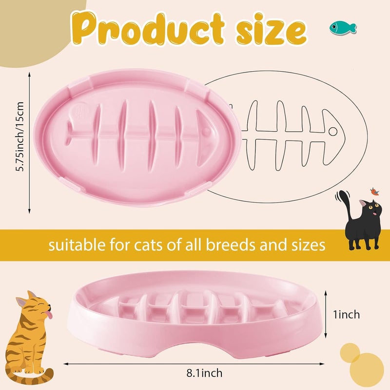 Maitys 2 Pack Cat Slow Feeder Bowl Slow Feed Cat Dish Fishbone Cat Slow Feeder Small Interactive Dog Feeder Dish Anti Gulping Pet Bowl for Cat and Dog Slow Eating to Against Bloat (Pink, Green) - Image 2