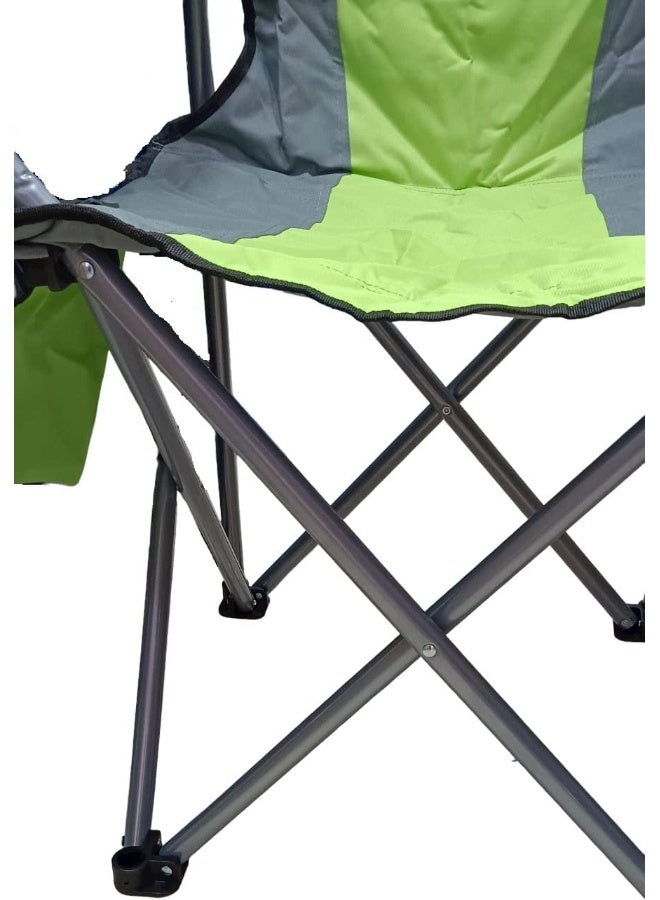GO2CAMPS 2 PCS Premium Foldable Camping Chair with Cup Holder | Heavy-Duty Steel Frame, 150 KG Weight Capacity | Lightweight, Compact Outdoor Chair for Desert Camping, Beach, Picnic, Travel, Trip & Fishing - [GREEN] - Image 4