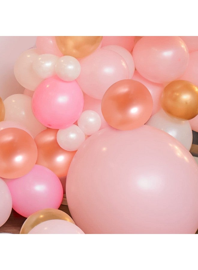 RUBFAC 147pcs Rose Gold Balloons Garland Arch Kit, 5 10 12 18 Inches Latex Pastel Pink Metallic Gold and White Confetti Balloons for Valentines Day Wedding Bridal Baby Shower Birthday Party Decoration - Image 3