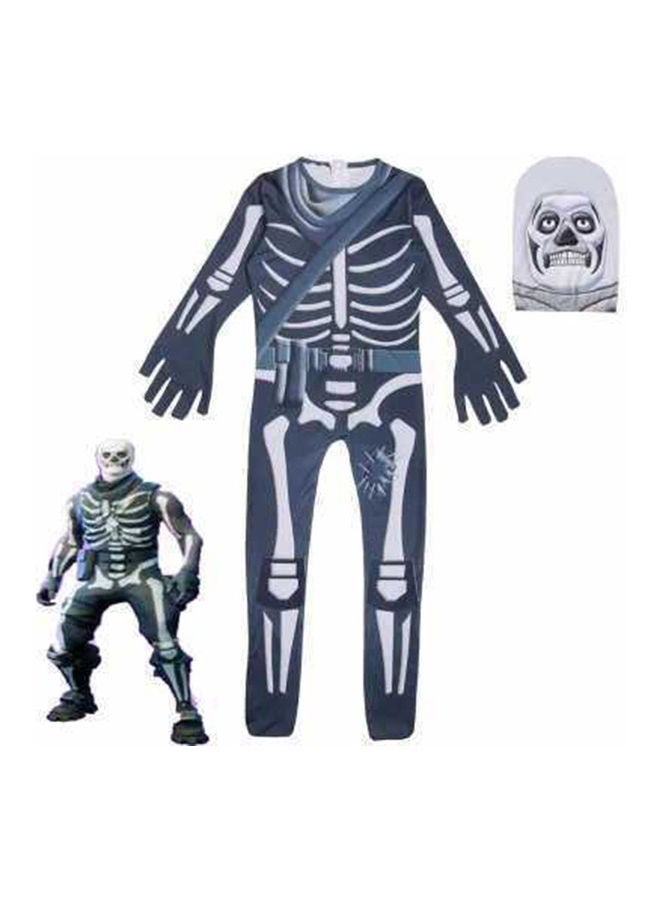 Kids Costume Jumpsuit With Mask Skeleton Knight Ghost Face 160cm - Image 1