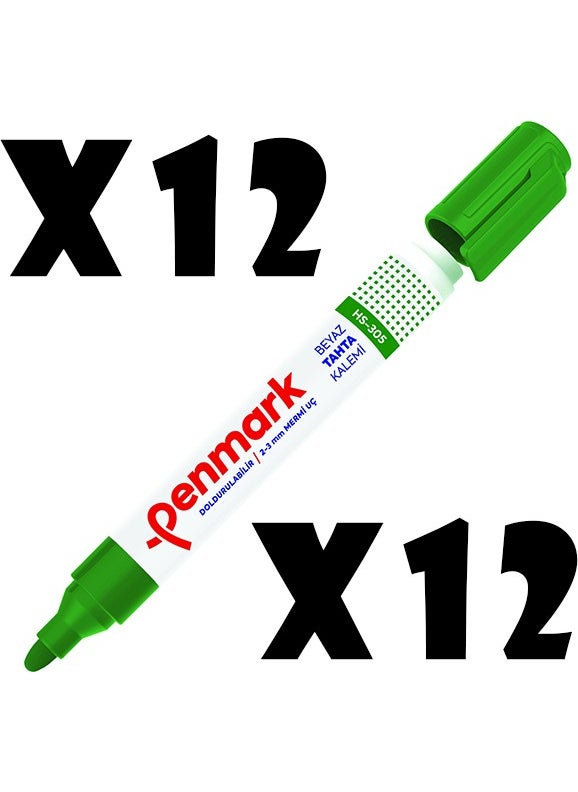 PENMARK Whiteboard Marker Quality Incredible Round Tip 12 Pieces (1 Box) 