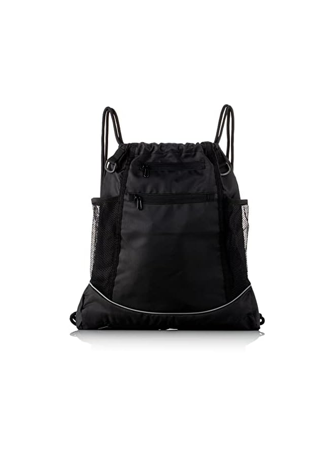 SHOWAY Basketball Backpack, Foldable Soccer Backpack Gym Bag Sackpack Sports Sack with Detachable Ball Mesh Bag for Volleyball Baseball Yoga, Black  - Image 2