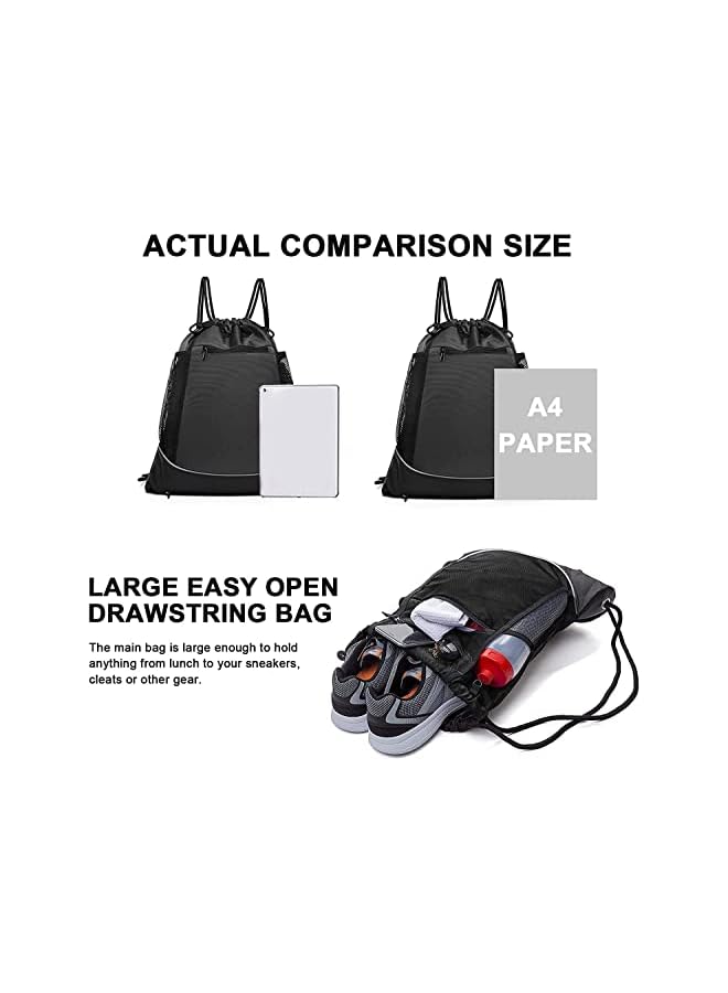 SHOWAY Basketball Backpack, Foldable Soccer Backpack Gym Bag Sackpack Sports Sack with Detachable Ball Mesh Bag for Volleyball Baseball Yoga, Black  - Image 5
