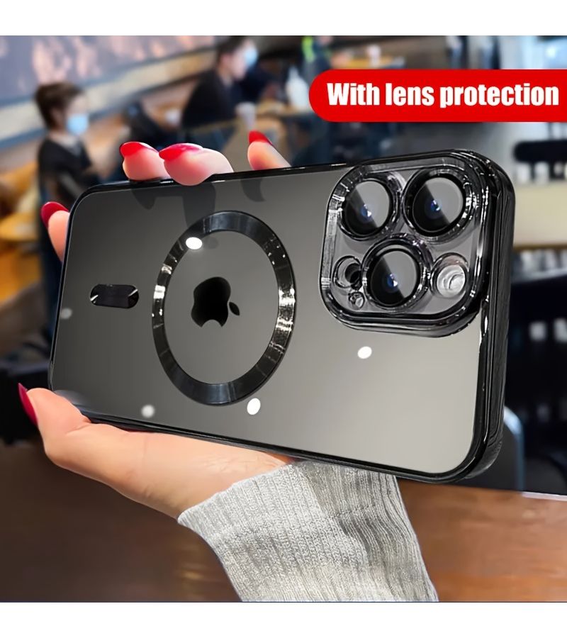 غلاف TPU ناعم مطلي بالكهرباء باللون الأرجواني مع حماية للعدسة لهاتف iPhone 16 Pro - Image 1