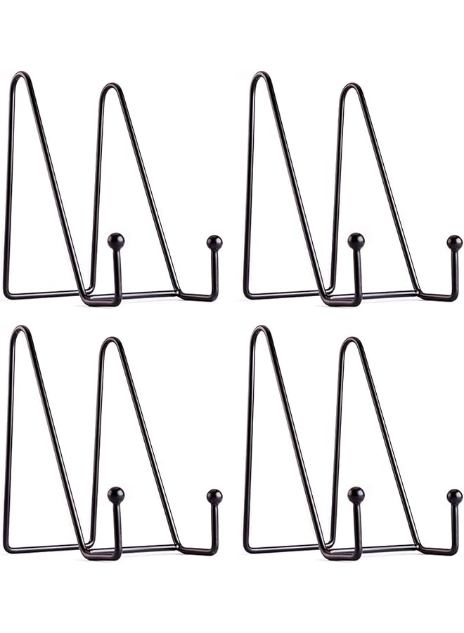 Zaboon Inch Display Stands For Plate Photos 4 Pack Black Iron Easel Plate Holder Display Stands Metal Frame Holders For Photo Pictures Decorative Plate Dish And Tabletop Art - Image 1