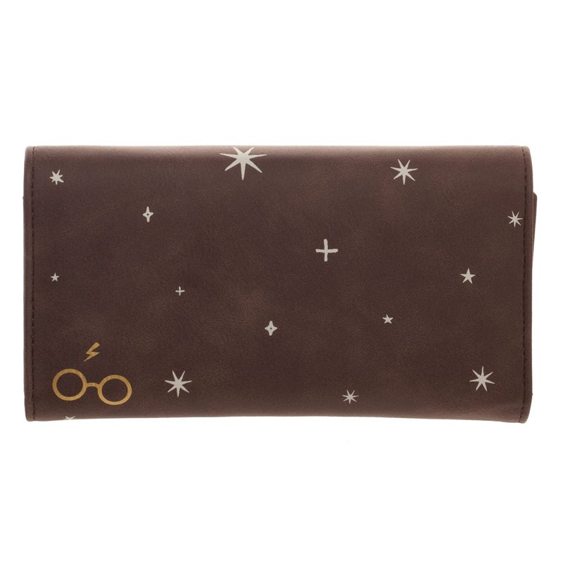 Bioworld Harry Potter Hogwarts Metal Crest Foldover Flap Wallet Satchel Clutch Purse - Image 2