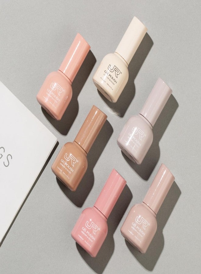 JR 6Pcs 15ml Gel Polish Set Colorful Nail Polish Kit Nude Red Pink Green Brown Purple Soak off UV Gel polish Nail Art Design for Women A Set - Image 2