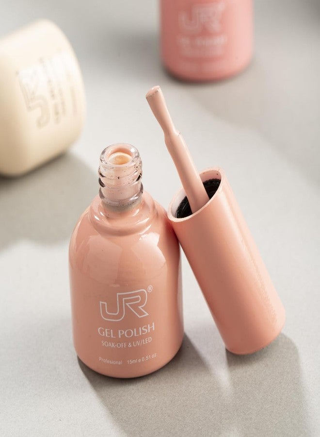 JR 6Pcs 15ml Gel Polish Set Colorful Nail Polish Kit Nude Red Pink Green Brown Purple Soak off UV Gel polish Nail Art Design for Women A Set - Image 3