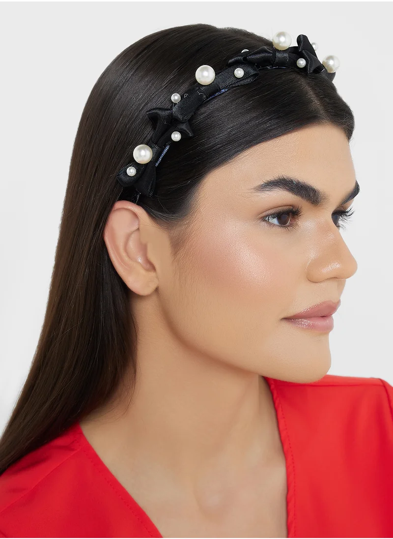 Ginger Pearl Bow Detail Headband