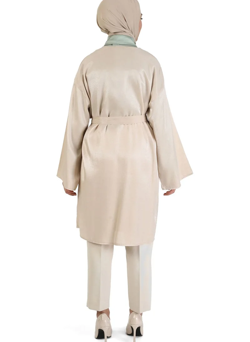 Tavin by Modanisa Belt Detail Kimono