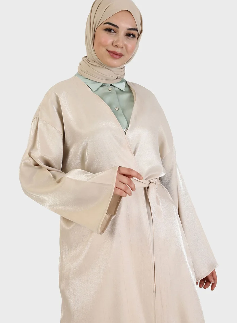 Tavin by Modanisa Belt Detail Kimono