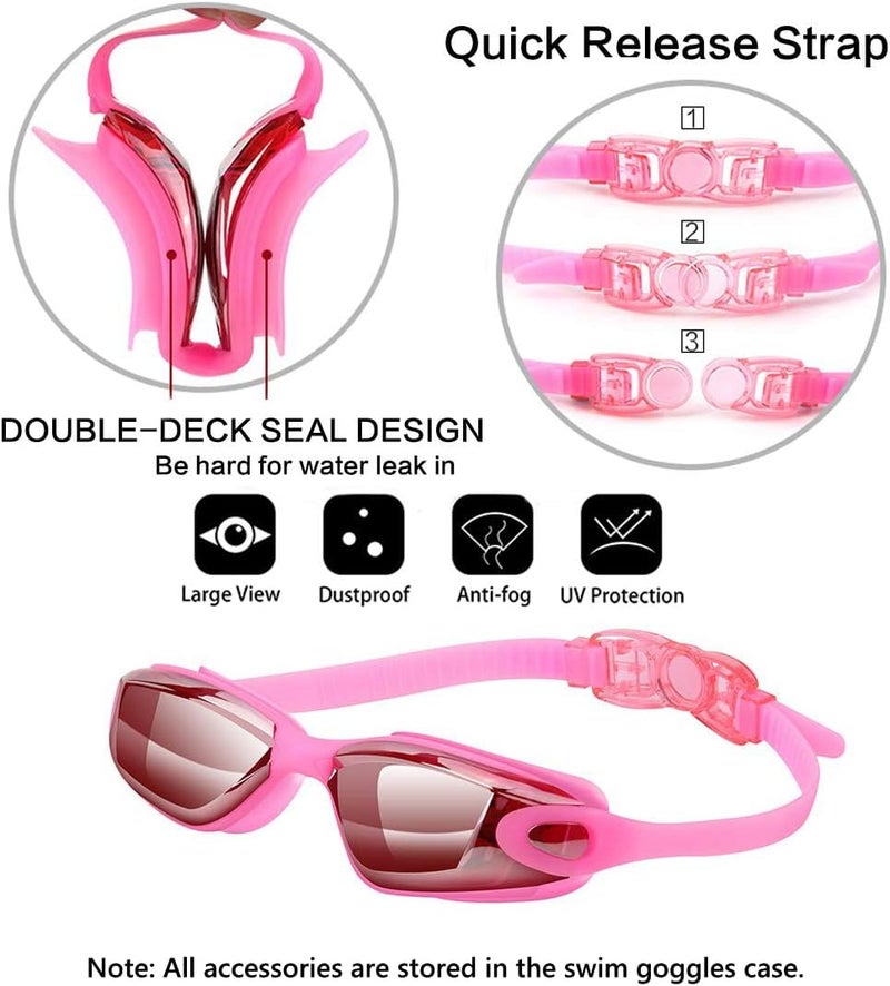 Hurdilen Swim Goggles Swimming Goggles No Leaking with Nose Clip, Earplugs, Swim Cap and Case for Men Women - Image 2