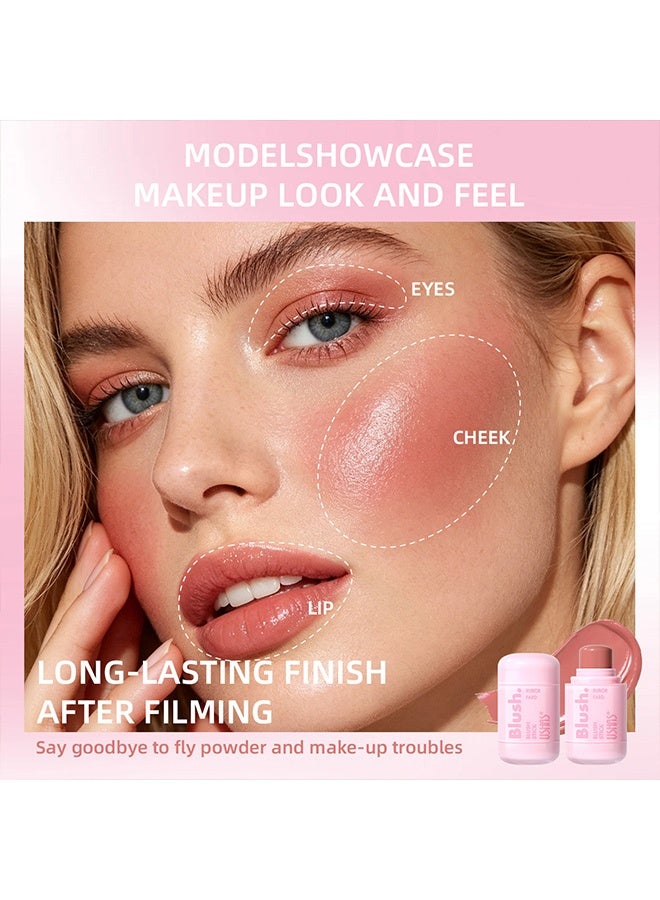 Ushas Blush,Blush Stick,Rubor Fard, Cream Blush for Cheeks, Lips & Eyes, Long-Lasting Natural Glow, Easy to Blend, Waterproof #03 - Image 5