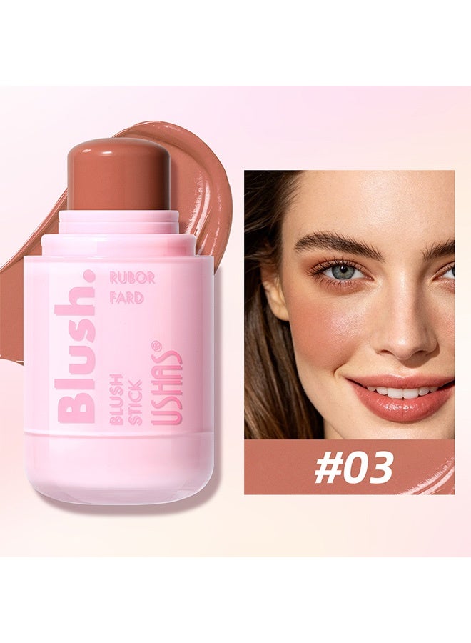 Ushas Blush,Blush Stick,Rubor Fard, Cream Blush for Cheeks, Lips & Eyes, Long-Lasting Natural Glow, Easy to Blend, Waterproof #03 - Image 2