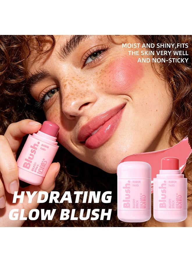 Ushas Blush,Blush Stick,Rubor Fard, Cream Blush for Cheeks, Lips & Eyes, Long-Lasting Natural Glow, Easy to Blend, Waterproof #03 - Image 3
