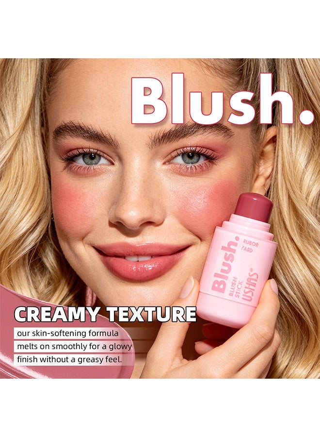 Ushas Blush,Blush Stick,Rubor Fard, Cream Blush for Cheeks, Lips & Eyes, Long-Lasting Natural Glow, Easy to Blend, Waterproof #03 - Image 4