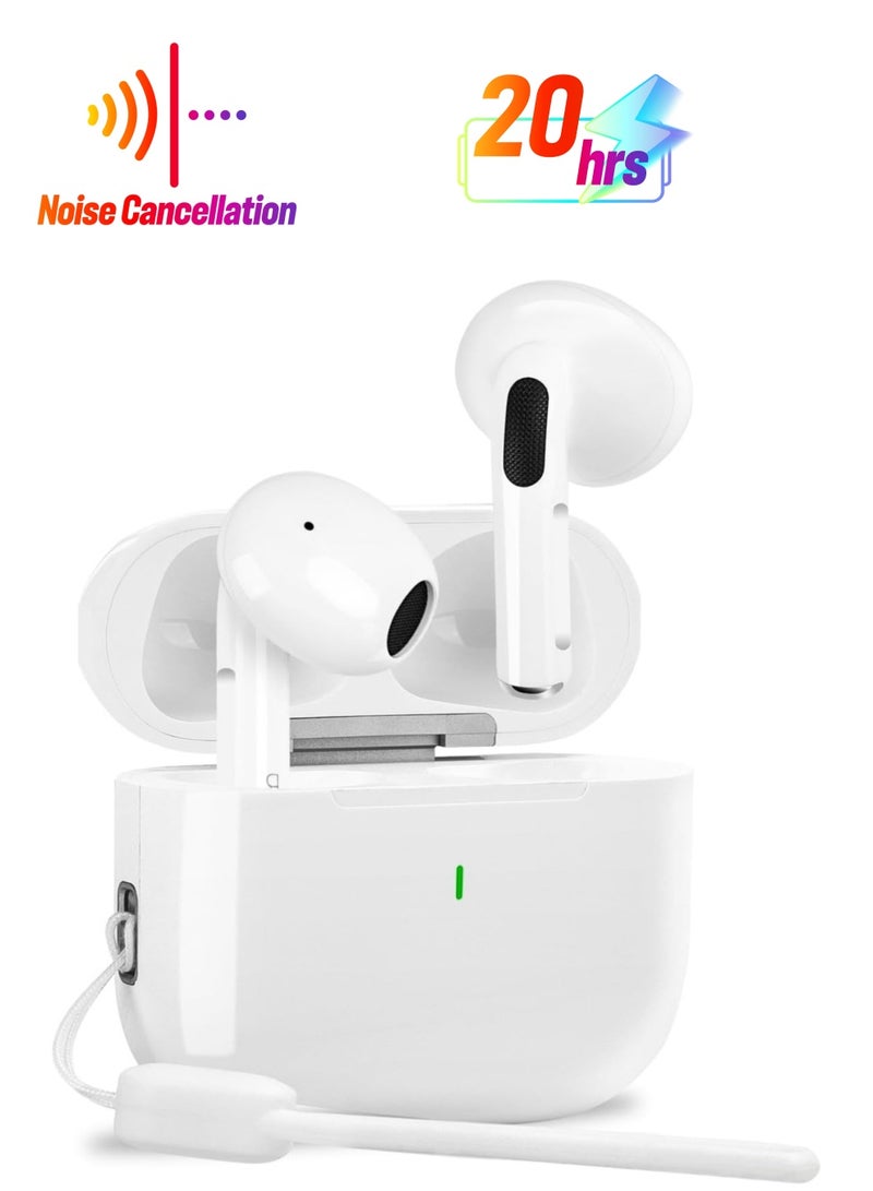 Bluetooth 5.3 Noise Cancelling Headphones, Long Standby, USB-C Charging, Deep Bass, HiFi Stereo, for Sports/Work/Leisure, White - Image 1